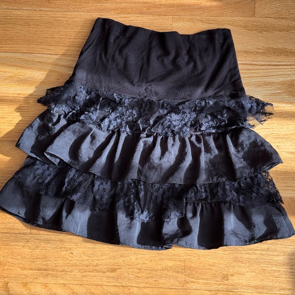 WESTERN WEAR S BLACK FRINGE MINI SKIRT